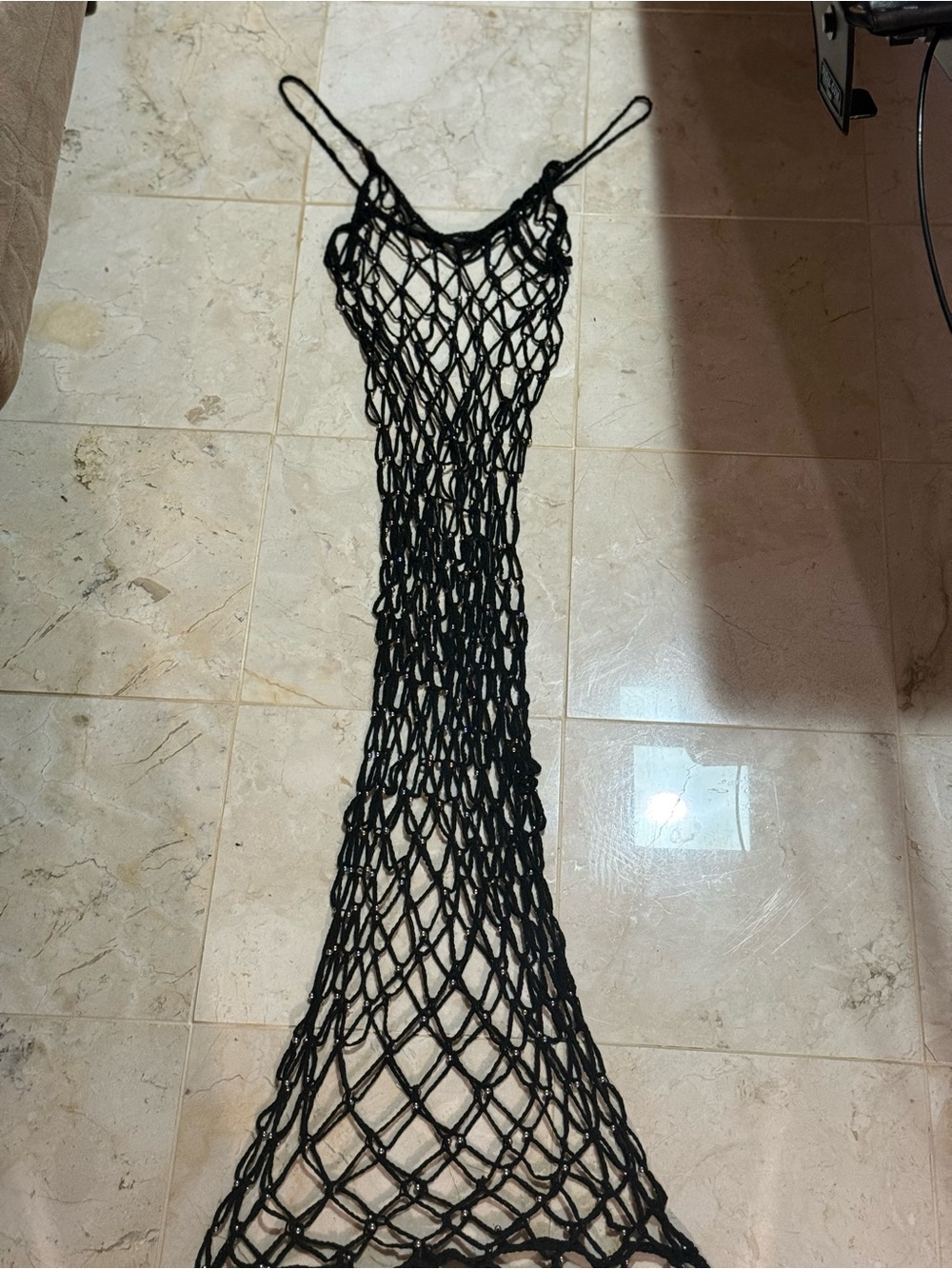 Women’s Black Crochet Swim Cover-Up Dress